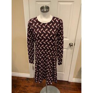 Michael Kors Purple & Pink Geometric Knit Long Sleeve Mini Dress, Size Large